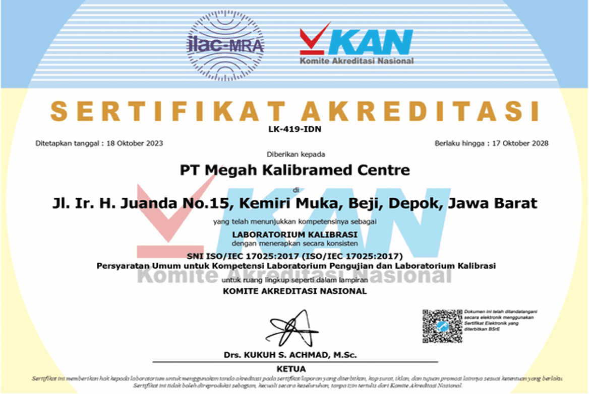 Sertifikat Akreditasi KAN LK-419-IDN